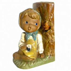 Vintage Hummel-Like UCTCI‎ Japan Little Girl Porcelain Bookend Bookshelf Decor